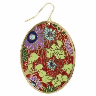 Floral Impressions Red Enamel Earrings (e 3910 rd)