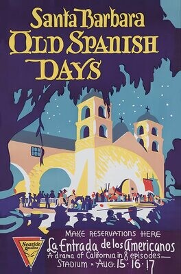 Old spanish Days Poster 1935 postcard 