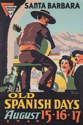 Old Spanish Days poster postcard 1940 (says 1941)