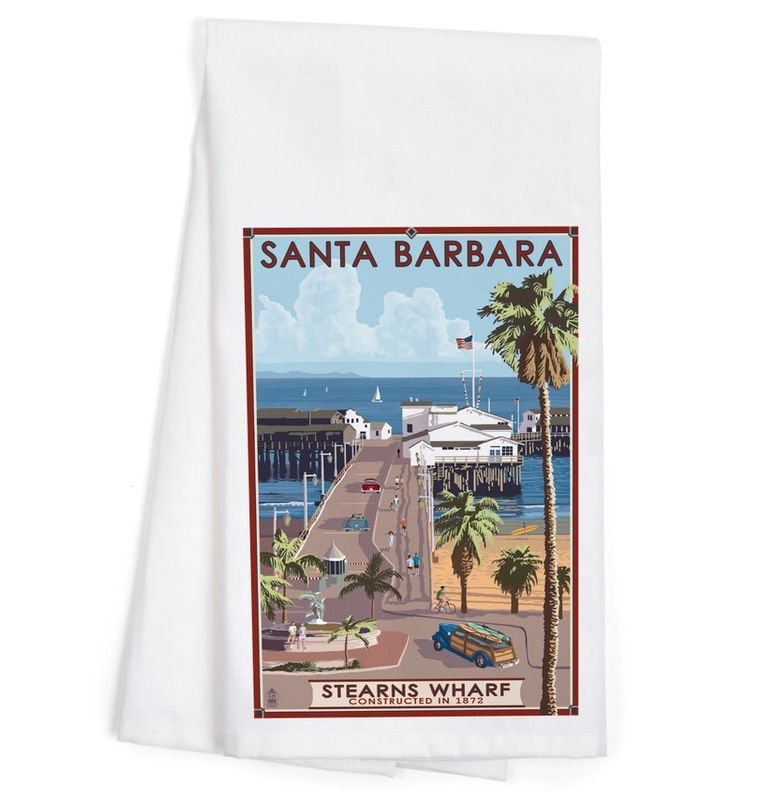 Organic Tea Towel Stern&#39;s Wharf 
