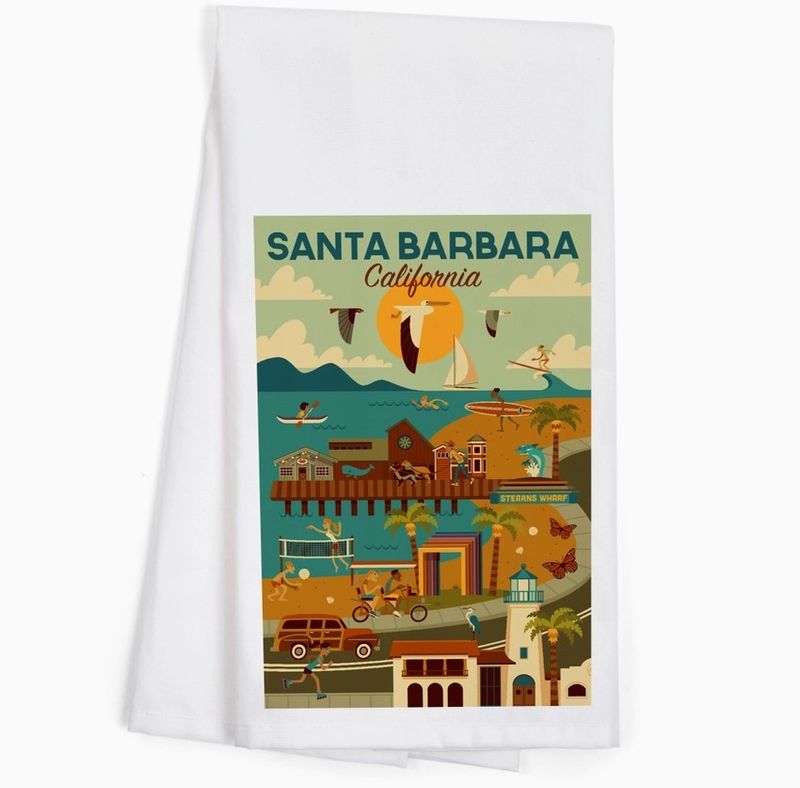 Organic Tea Towel Santa Barbara California Geometric