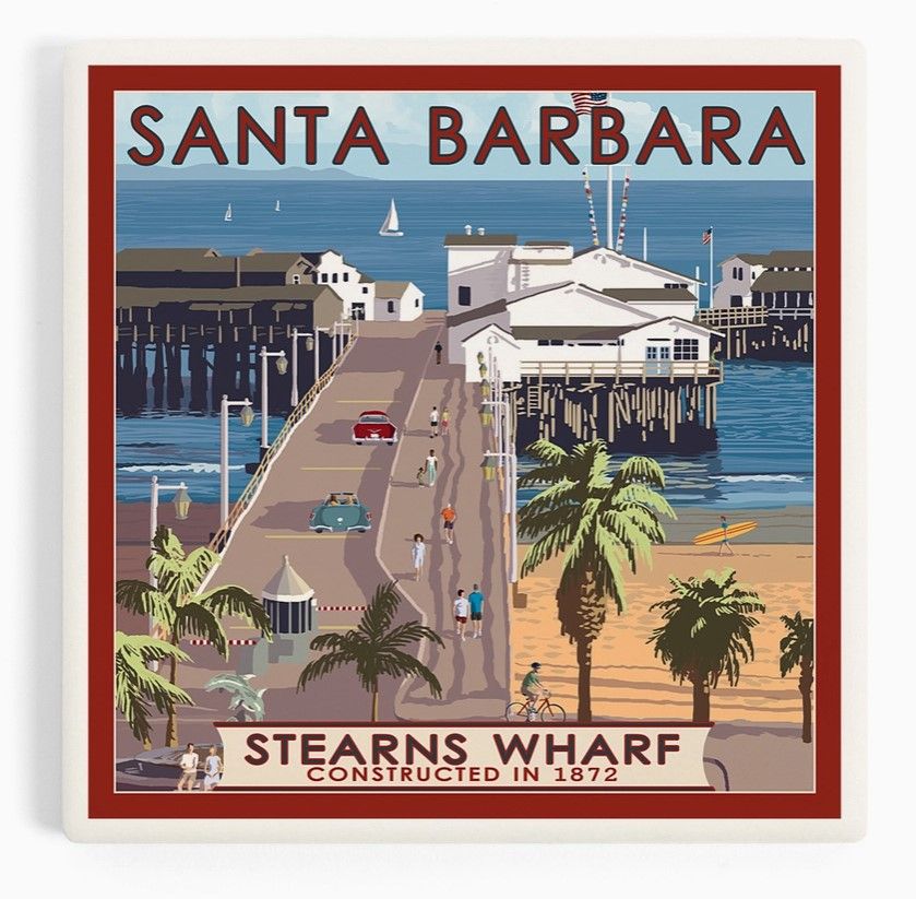 Ceramic Coasters Santa Barbara Stern's Wharf Set of 4