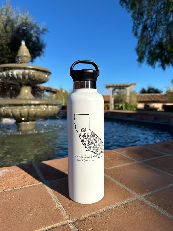 White 24 oz Santa Barbara Water Bottle 