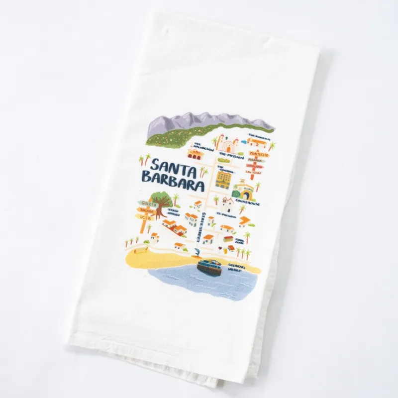 Santa Barbara Map Tea Towel 