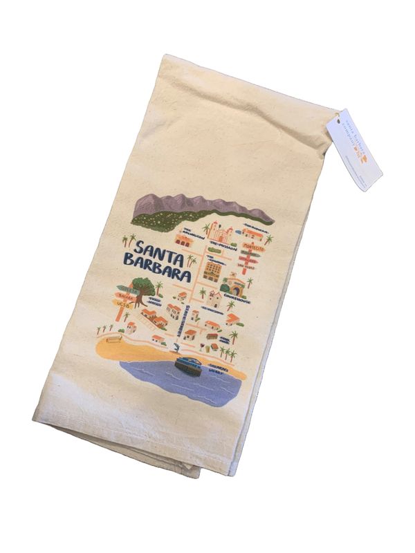 Sand Santa Barbara Map Tea Towel