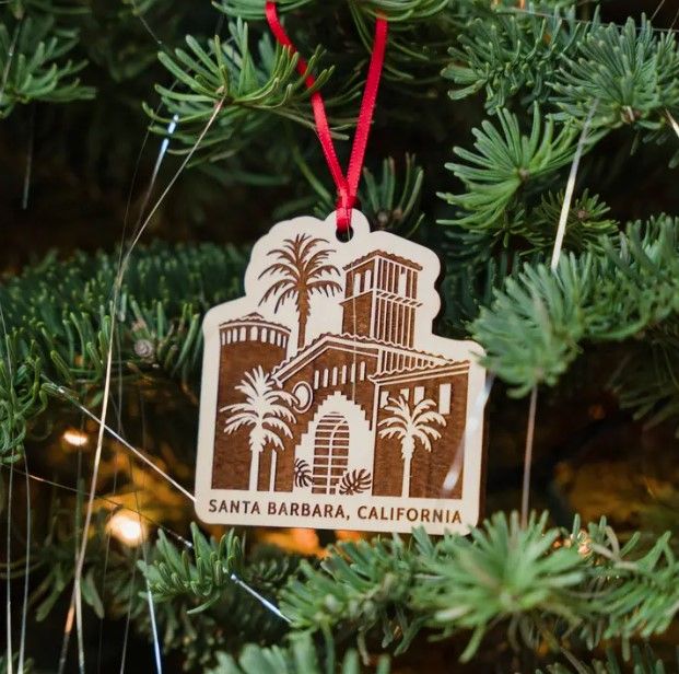 Santa Barbara Courthouse Wood Ornament