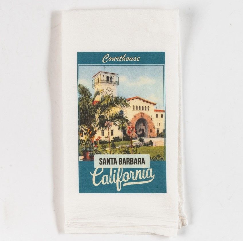 Blue Santa Barbara Courthouse Tea Towel