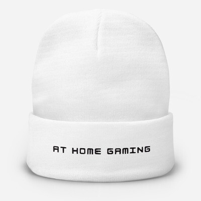 AtHomeGaming Black Text Embroidered Beanie