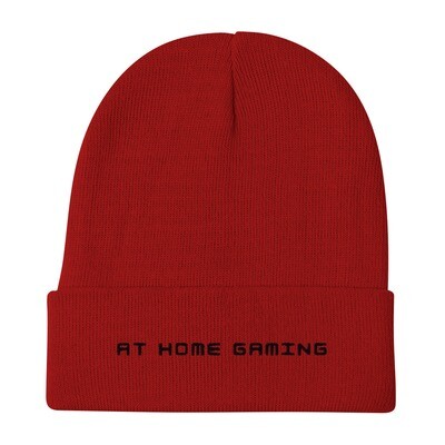 AtHomeGaming Black Text Embroidered Beanie