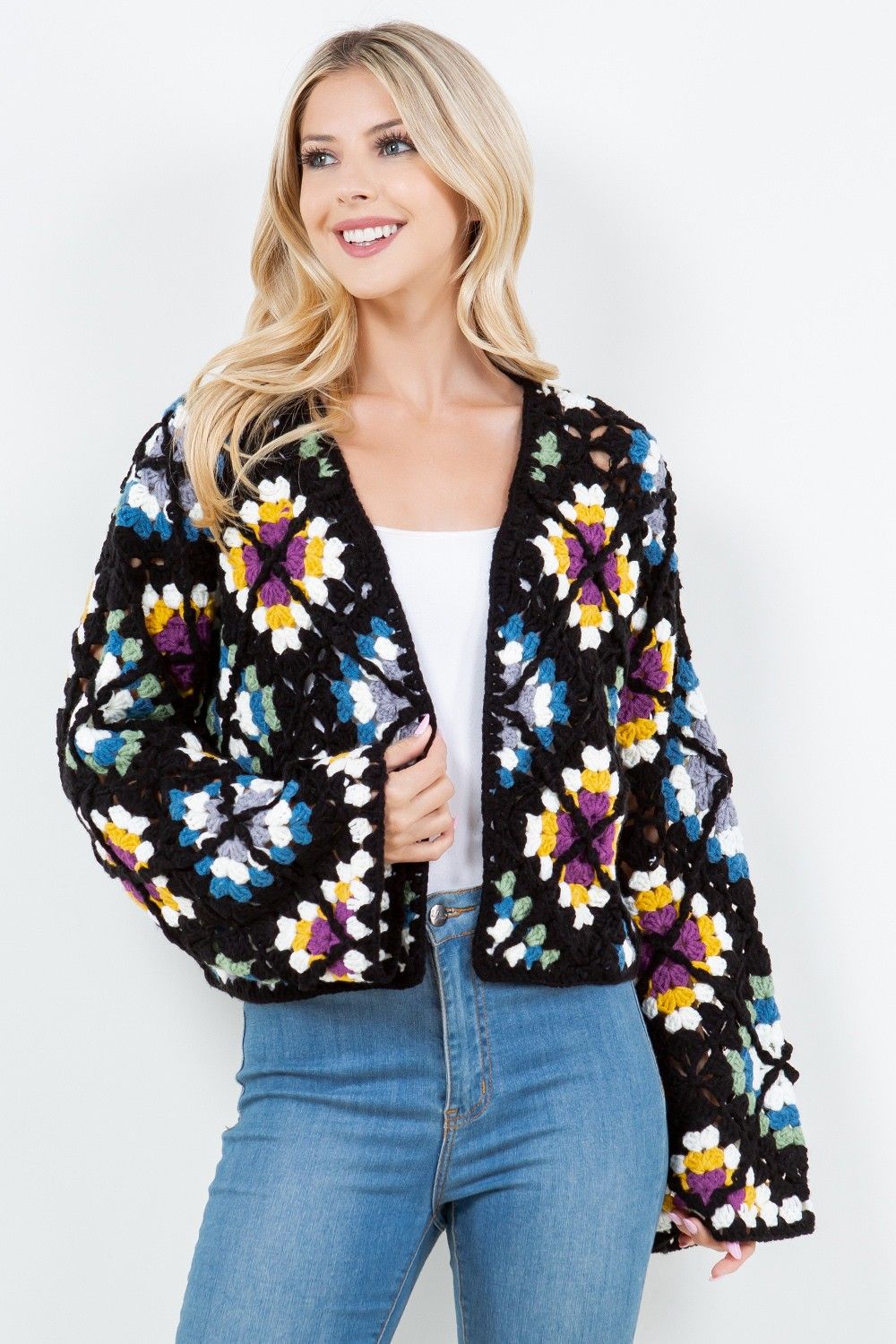 Knit flower cardigan Knit flower cardigan