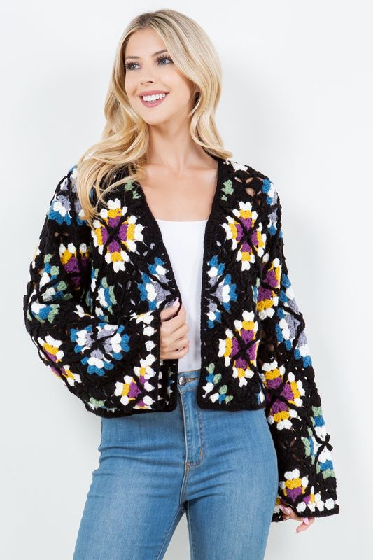 Knit flower cardigan