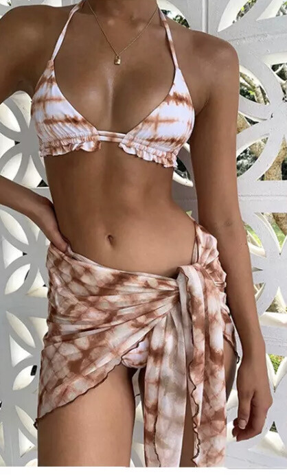 caramel two piece swimsuit