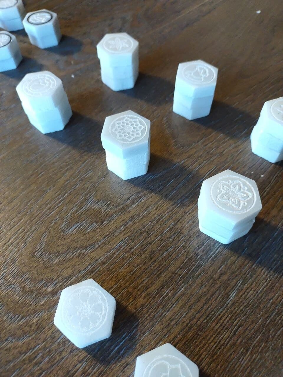 Over-Full Set ~1&quot; Rough Carved Vescucci Pai Sho Tiles in Quartz Composite