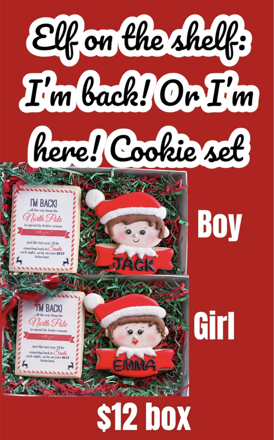 Elf On The Shelf Im Back Cookie! 