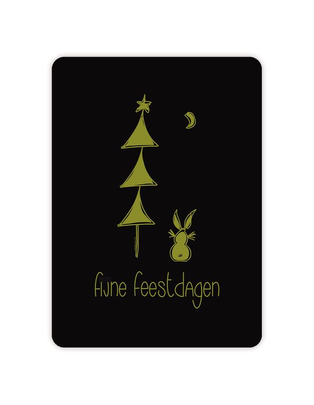 Kerstboom met konijn zwart