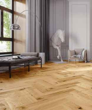 Mehrschicht Parkett Nut & Feder Eiche Fischgrät/ linke + rechte Stäbe, gebürstet geölt 38,50 € m²