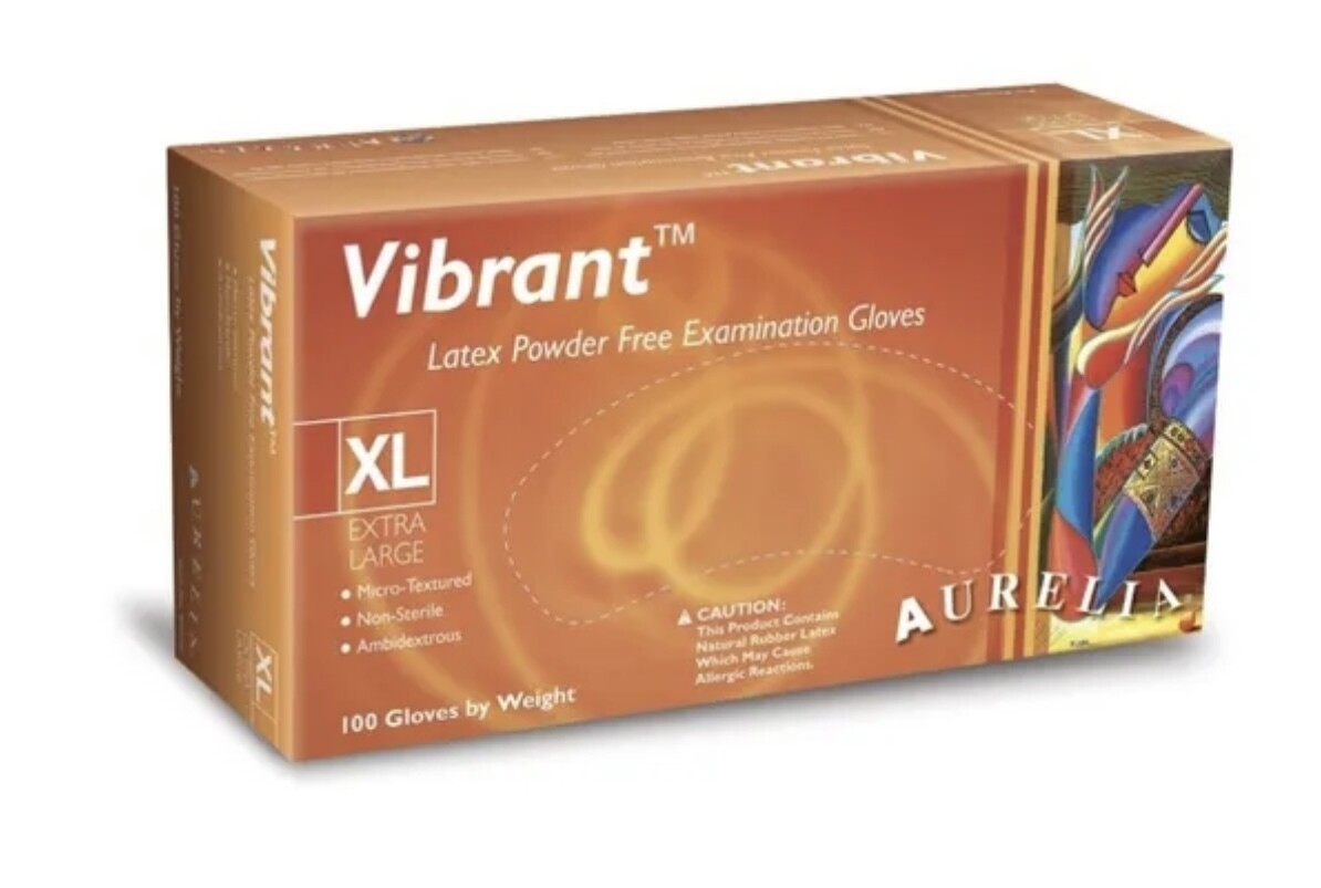 Aurelia Vibrant Powder Free Latex Gloves x 100 (10 Boxes)