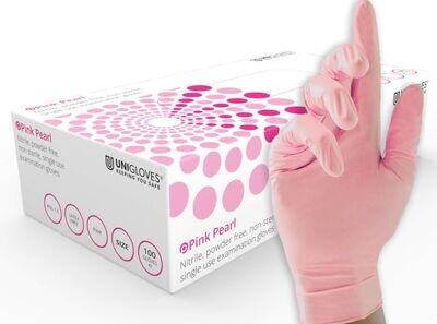 Unigloves Pink Pearl Nitrile Gloves x 100 (10 Boxes)