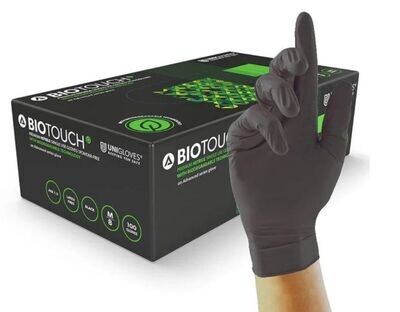 Unigloves Biotouch Black Biodegradable Nitrile Gloves x 100 (10 Boxes)