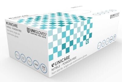Unigloves Unicare Blue Nitrile Gloves x 200 (10 Boxes)