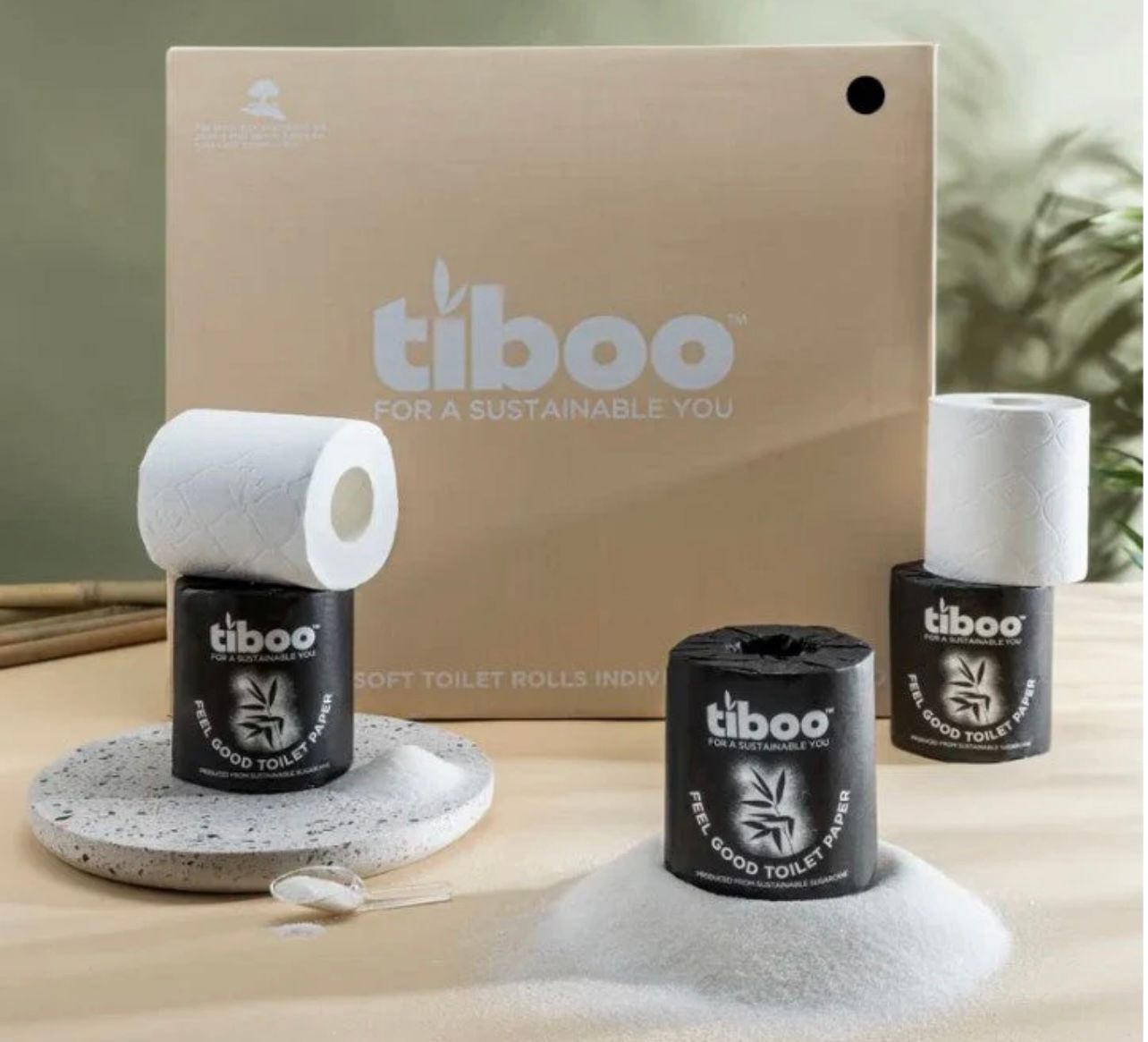 Tiboo Luxury 3Ply Sugarcane Toilet Rolls 3 Ply White Toilet Paper x 40 Rolls
