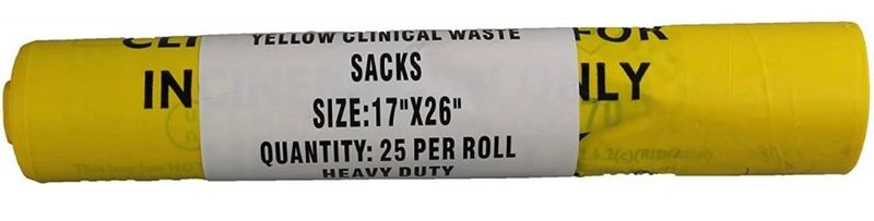 Heavy Duty Clinical Waste Sacks 17×26  (25/Roll)