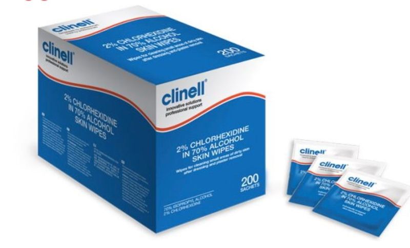 Clinell 2% Chlorhexidine in 70% Alcohol Skin Wipes (Pack of 200)