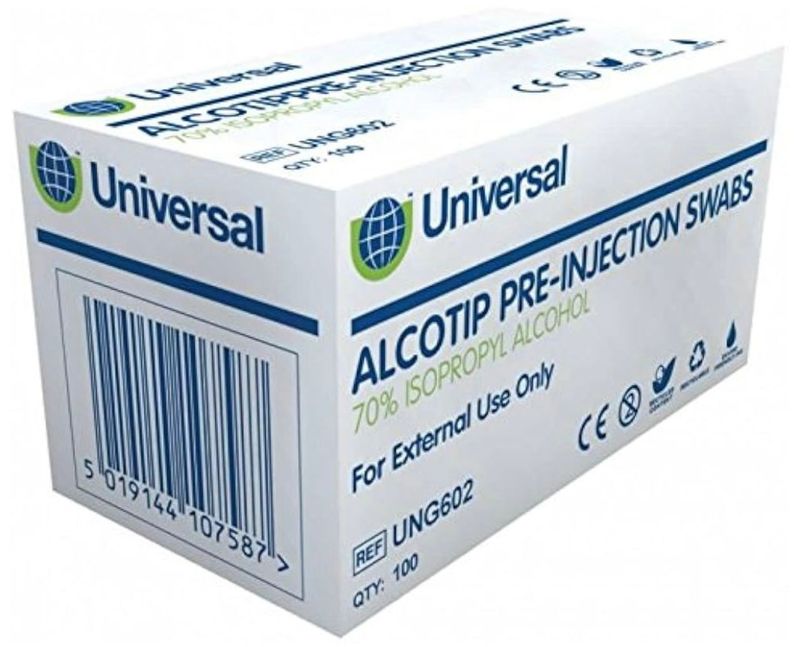 Universal Alcotip Pre-Injection Swabs with 70% IPA ( Box of 100)