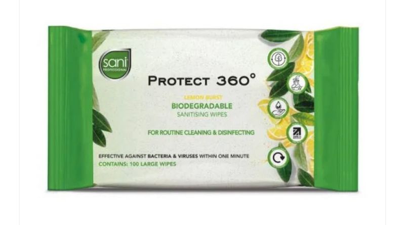 Sani Protect 360° Biodegradable Sanitising Wipes x 100