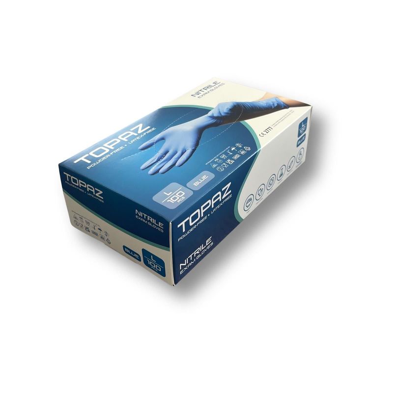 Topaz Blue Nitrile Gloves x 100 (10 Boxes)