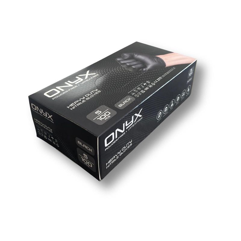 ONXY 6g Heavy Duty P/F Black Nitrile Gloves x100 (10 Boxes)