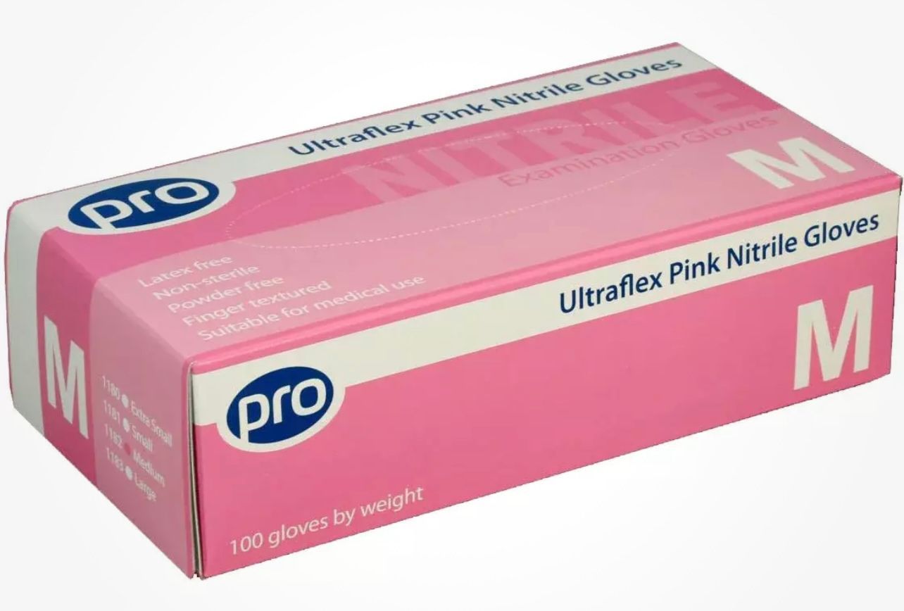 Pro Ultraflex Pink Nitrile Gloves x 100