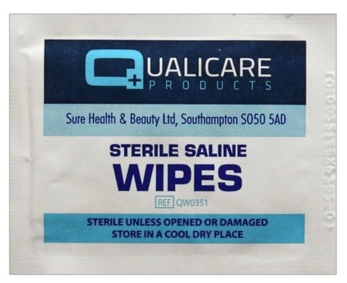 Qualicare Sterile Saline Cleansing Wipes - Box of 100 Qualicare Sterile Saline Cleansing Wipes - Box of 100