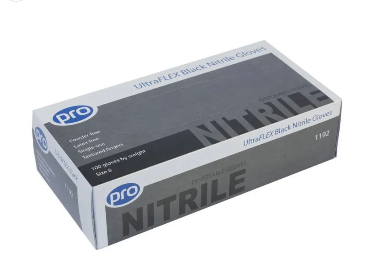 Pro Ultraflex Black Nitrile Gloves x 100