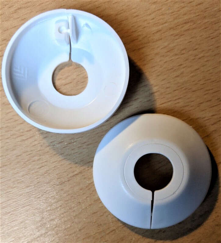 6 Rosetten 0,50€/Stück Blende Abdeckung Außendurchmesser 49mm flach für Rohre mit ø 15mm Treco