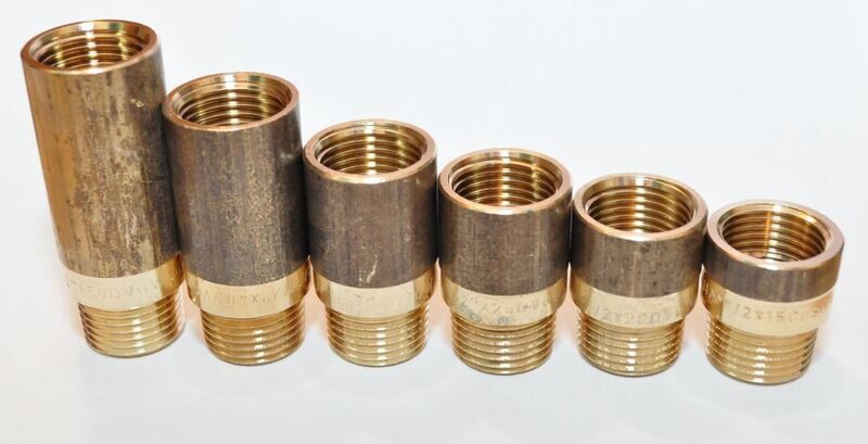 Hahnverlängerung 1/2" 50mm lang Rotguss Hahn-Verlängerung mit DVGW-Zulassung