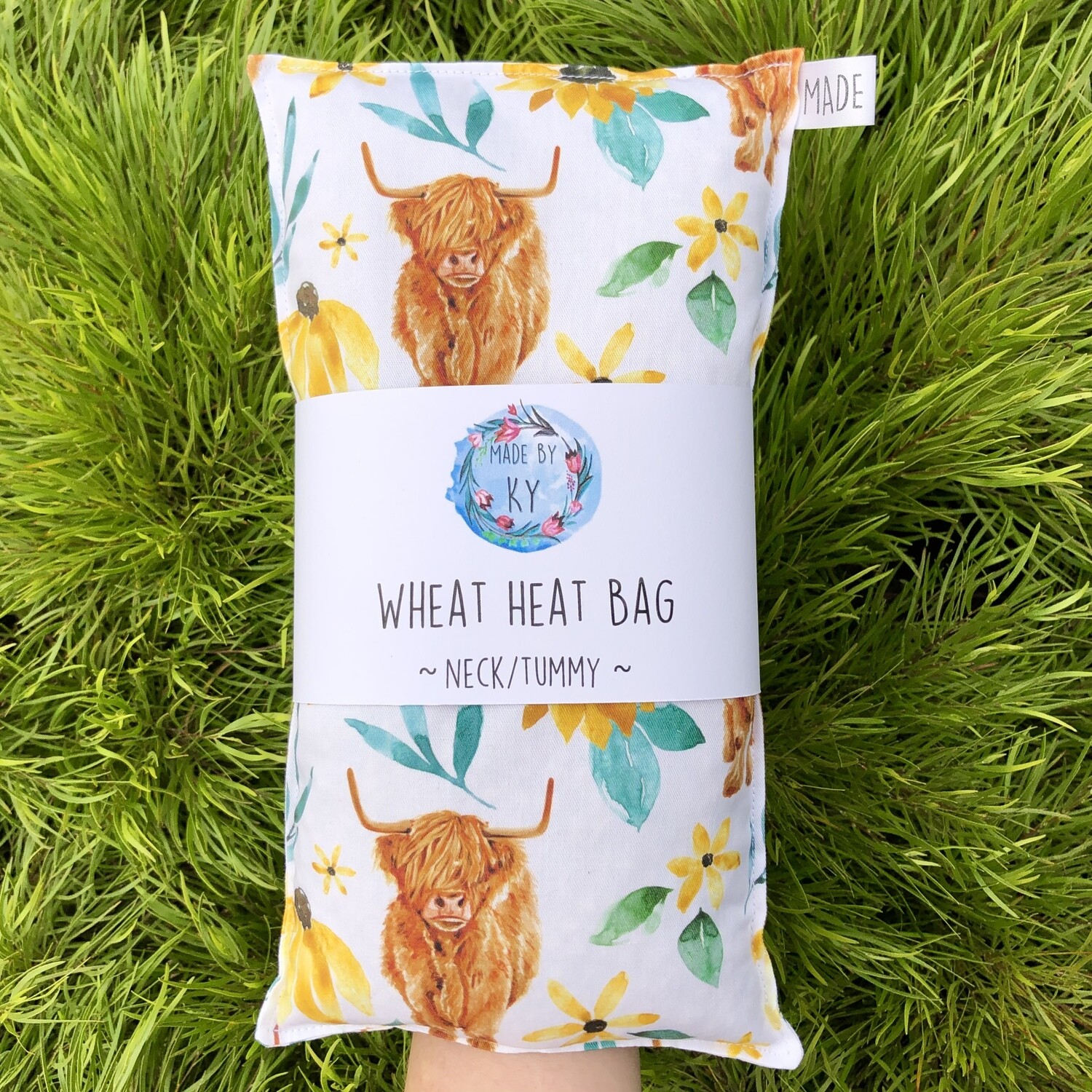 Highland Cows & Daisies - Wheat Heat Bag - Regular Size