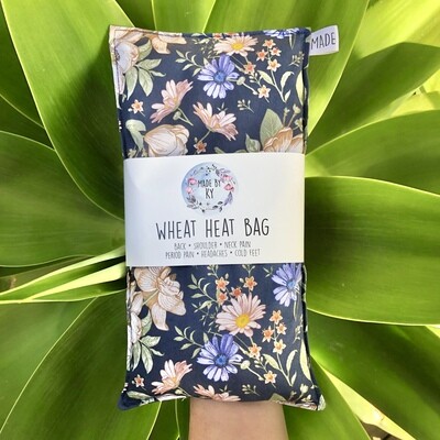 Navy Boho Blooms - Wheat Heat Bag - Regular Size