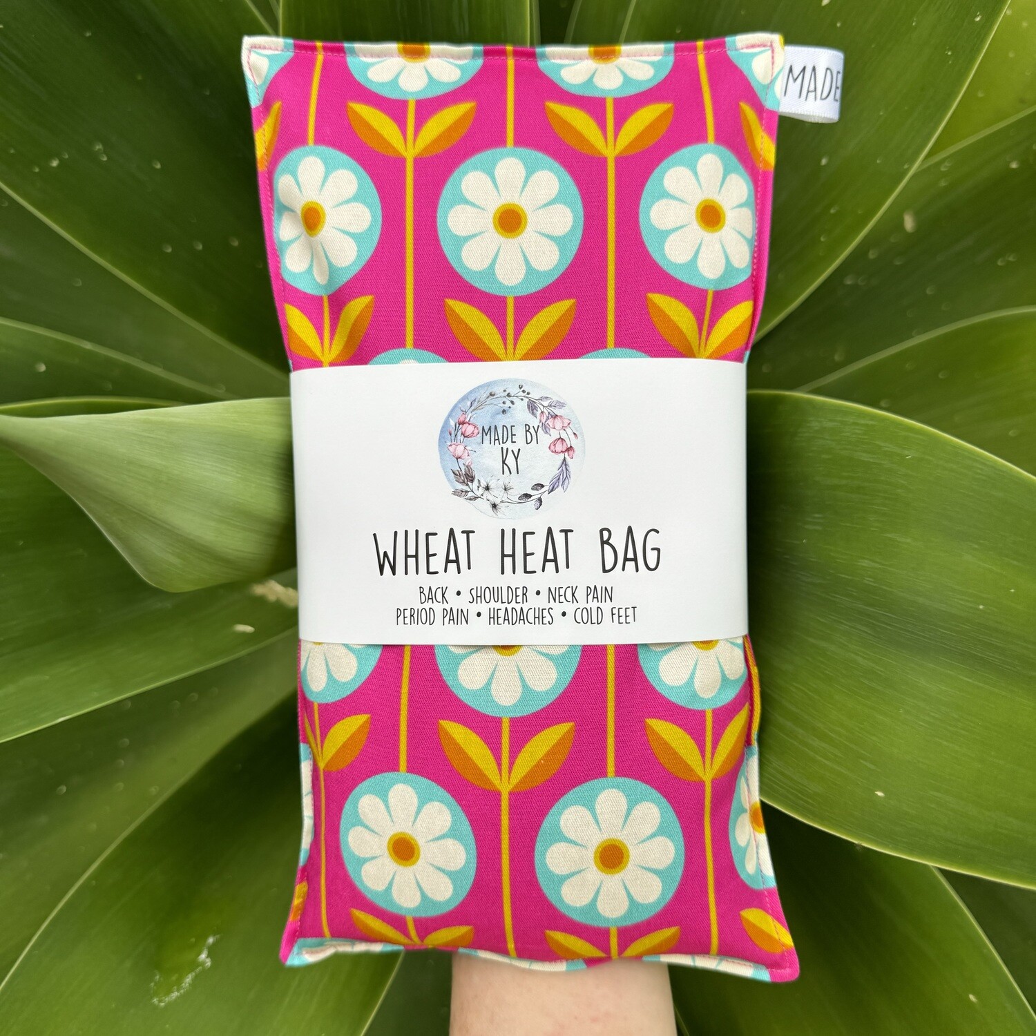 Retro Hot Pink Flowers - Wheat Heat Bag - Regular Size