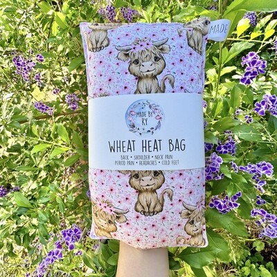 Floral Highland Cows - Wheat Heat Bag - Regular Size