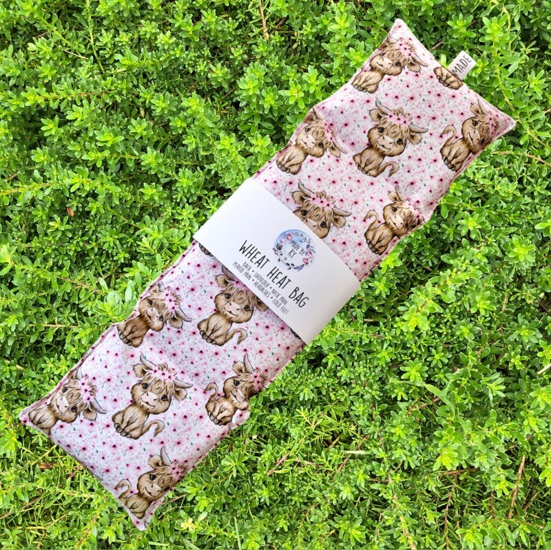 Floral Highland Cows - Wheat Heat Bag - XL Size