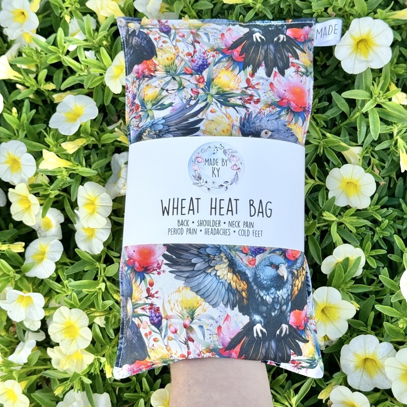 Black Cockatoos - Wheat Heat Bag - Regular Size