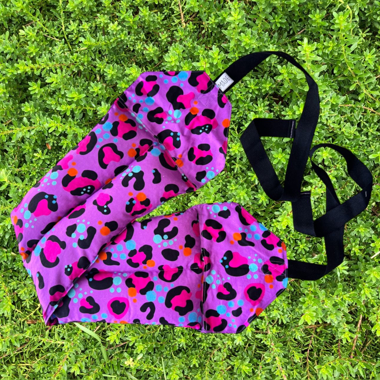 Vibrant Purple Leopard - Wheat Heat Bag - Super Size with Ties