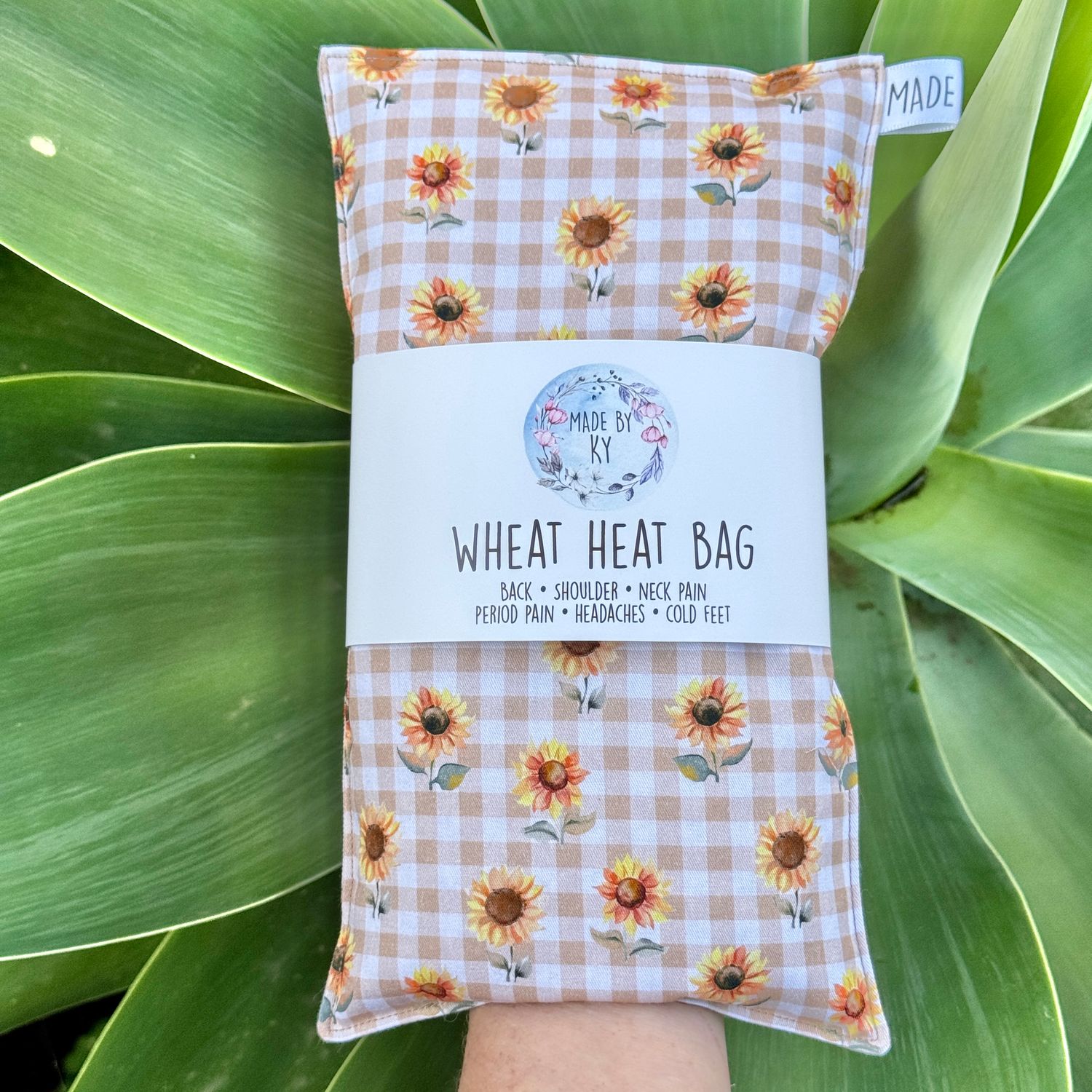 Beige Gingham Sunflowers - Wheat Heat Bag - Regular Size