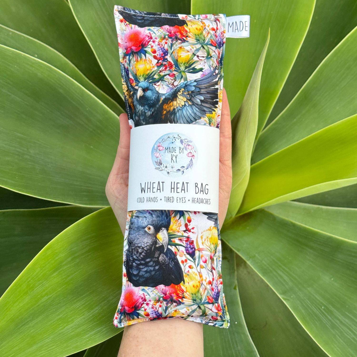 Black Cockatoos - Wheat Heat Bag - Mini Size