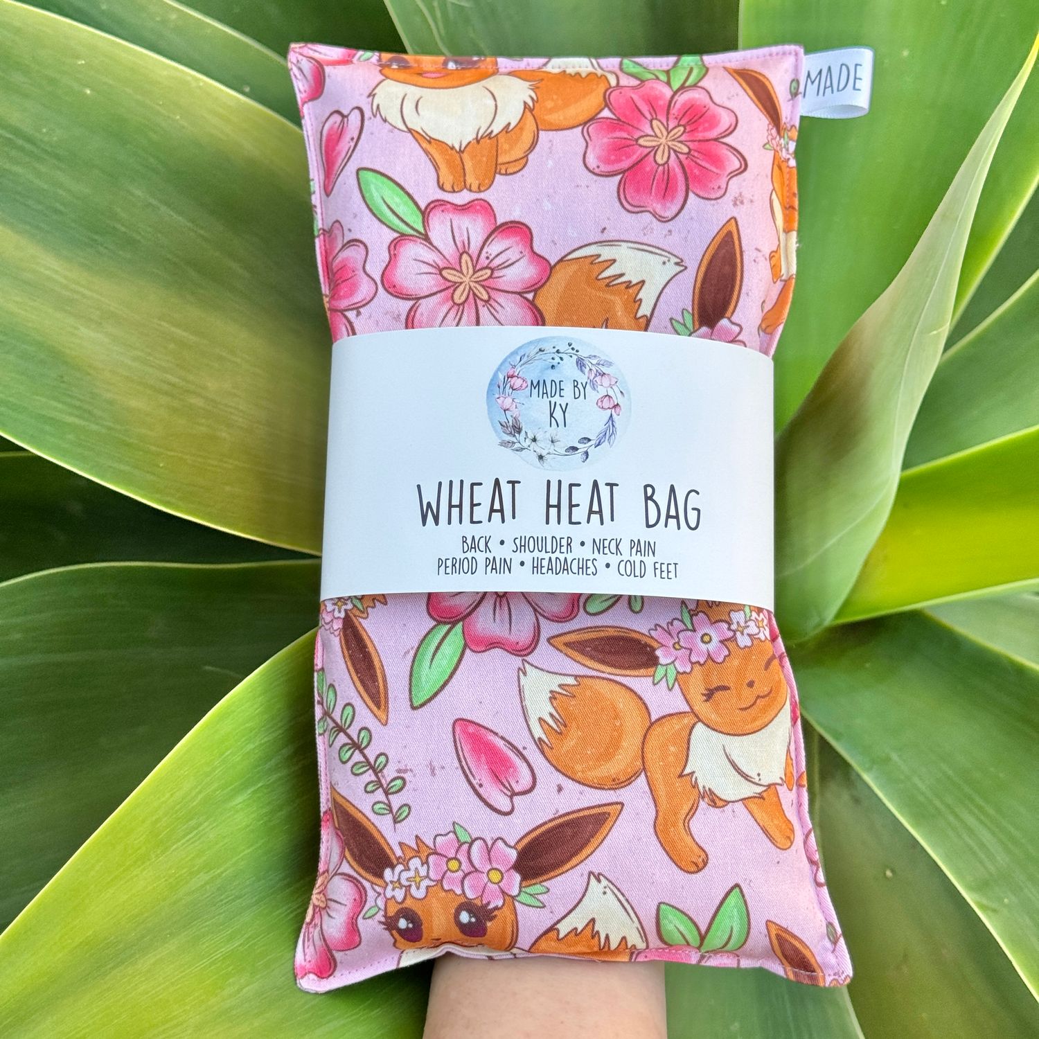 Eevee in the Flowers - Wheat Heat Bag - Regular Size