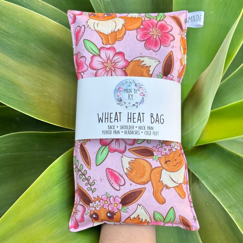 Eevee in the Flowers - Wheat Heat Bag - Regular Size
