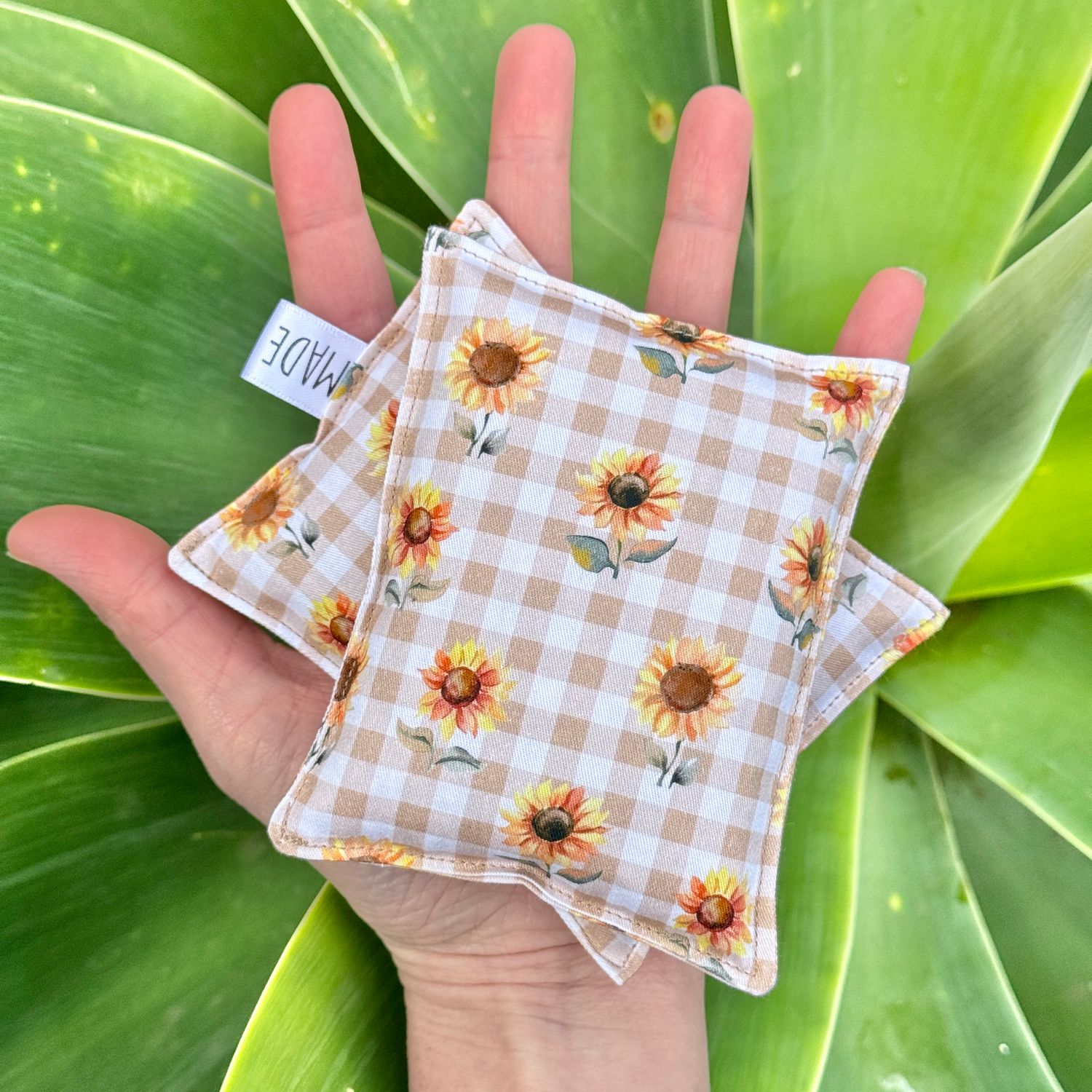 Beige Gingham Sunflowers - Wheat Heat Bag - Tiny Size