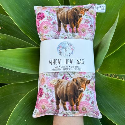Highland Cows Pretty Flowers - Wheat Heat Bag - Regular Size