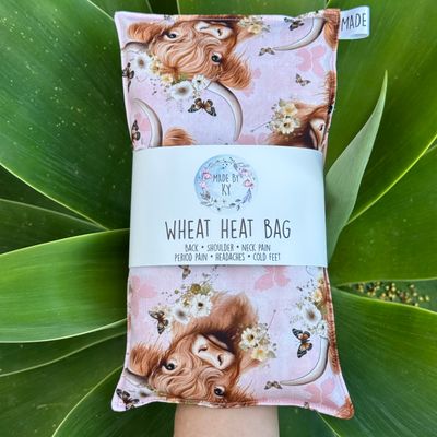 Highland Cows Pastel Pink - Wheat Heat Bag - Regular Size